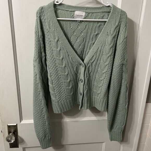 Pink Rose Sweaters - Cable mint Green Sweater